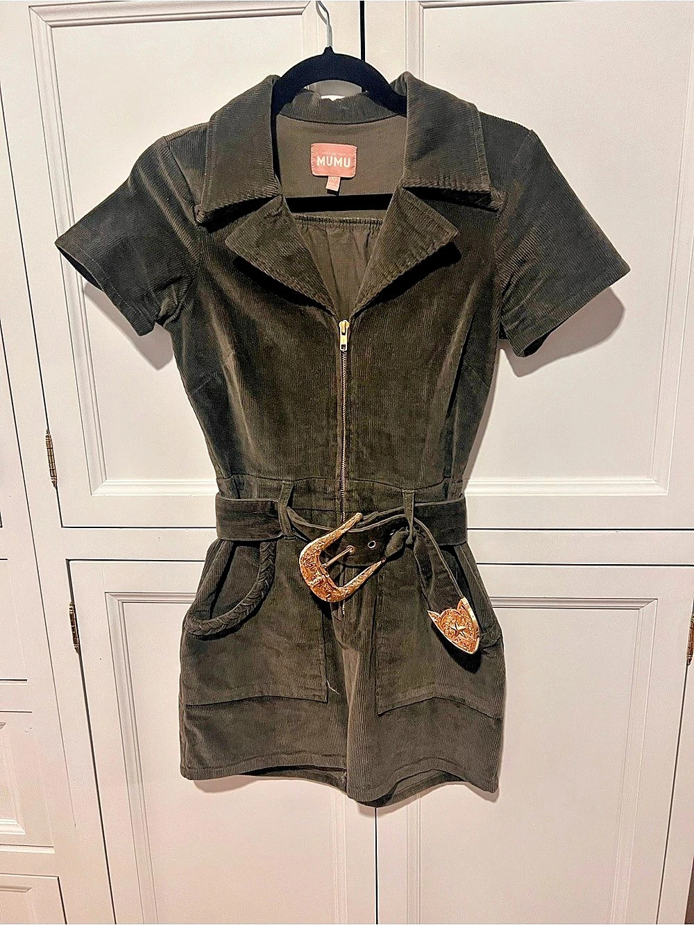 Show Me Your Mumu Corduroy Mini Dress in Green Size XS